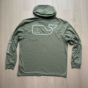 Vineyard Vines Shirt Men’s Green Heather Whale Long-Sleeve Hoodie Pocket Tee XL